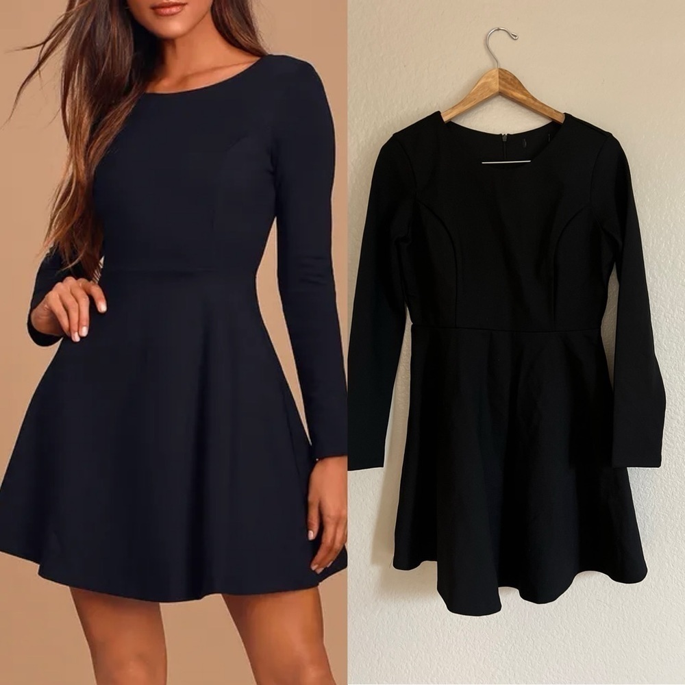 Forever Chic Black Long Sleeve Dress
